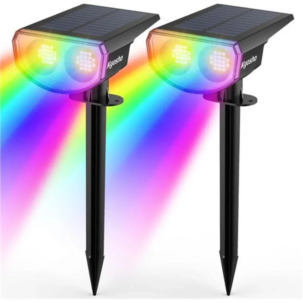 Solar Color Spot Lights Outdoor, 9 Lighting Modes Halloween Christmas 38 LEDs